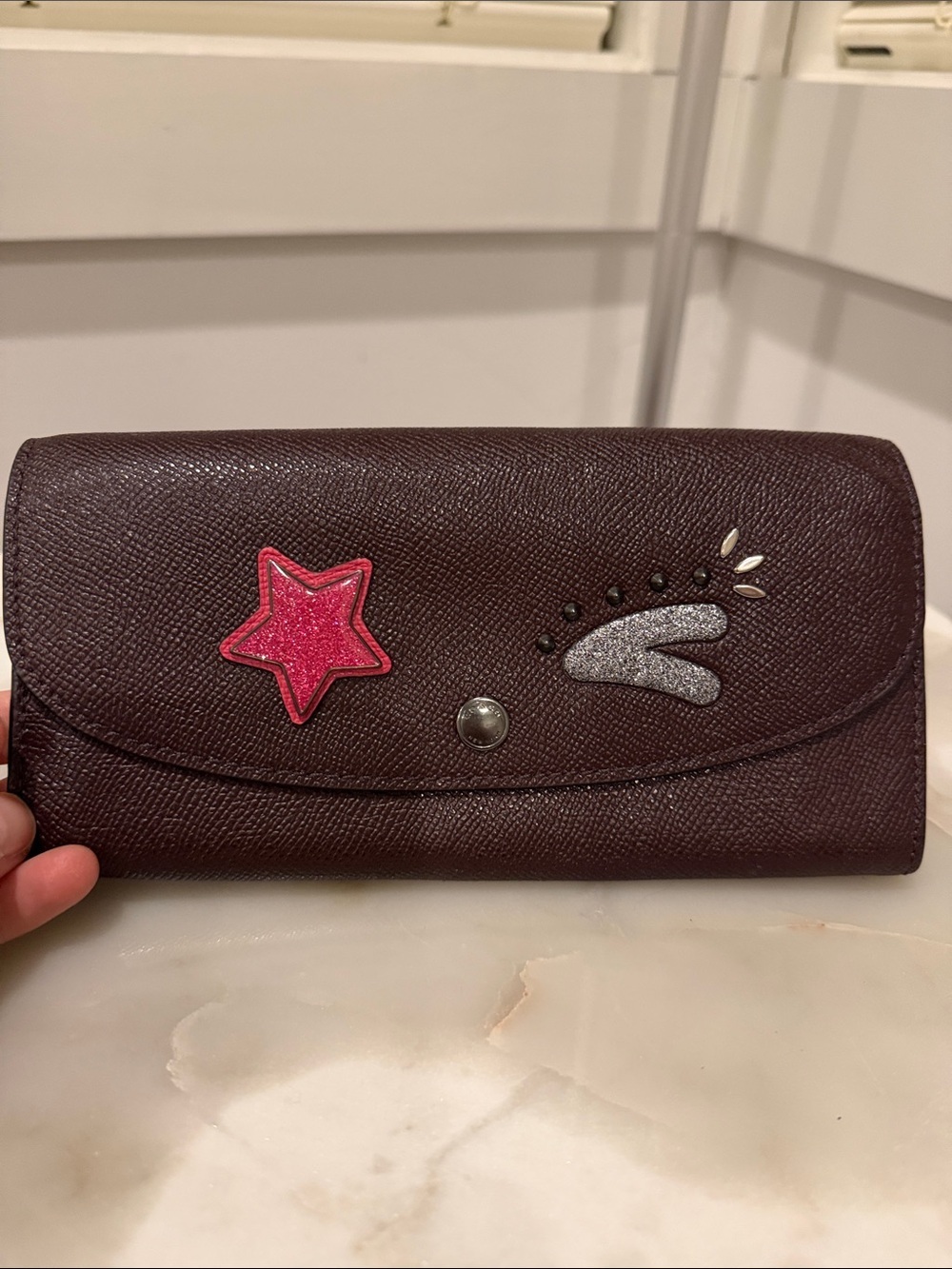 NWOT Coach Slim Envelope Wallet in Oxblood Crossgrain Leather